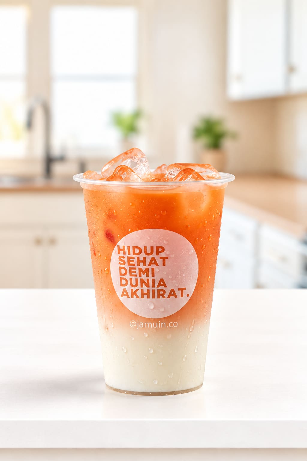 Segelas Ginger Milk Jamuin dengan gradasi krem lembut